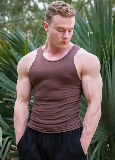MAN ACTIVE GYM MUSCLE FIT RIBBED VEST