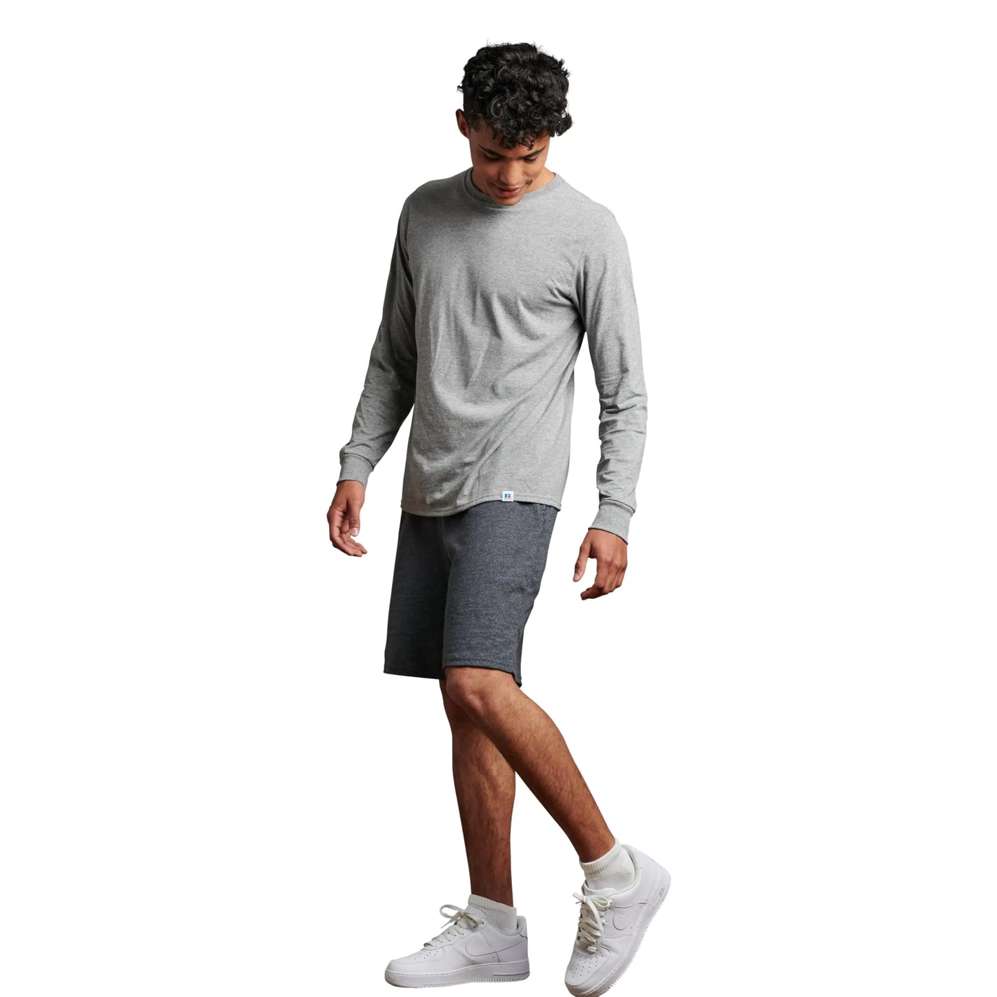 Russell Athletic Men's Relaxed Fit 9" Cotton Shorts with Pockets, Adjustable Elastic Waist, Sizes S-4X Small Black Heather