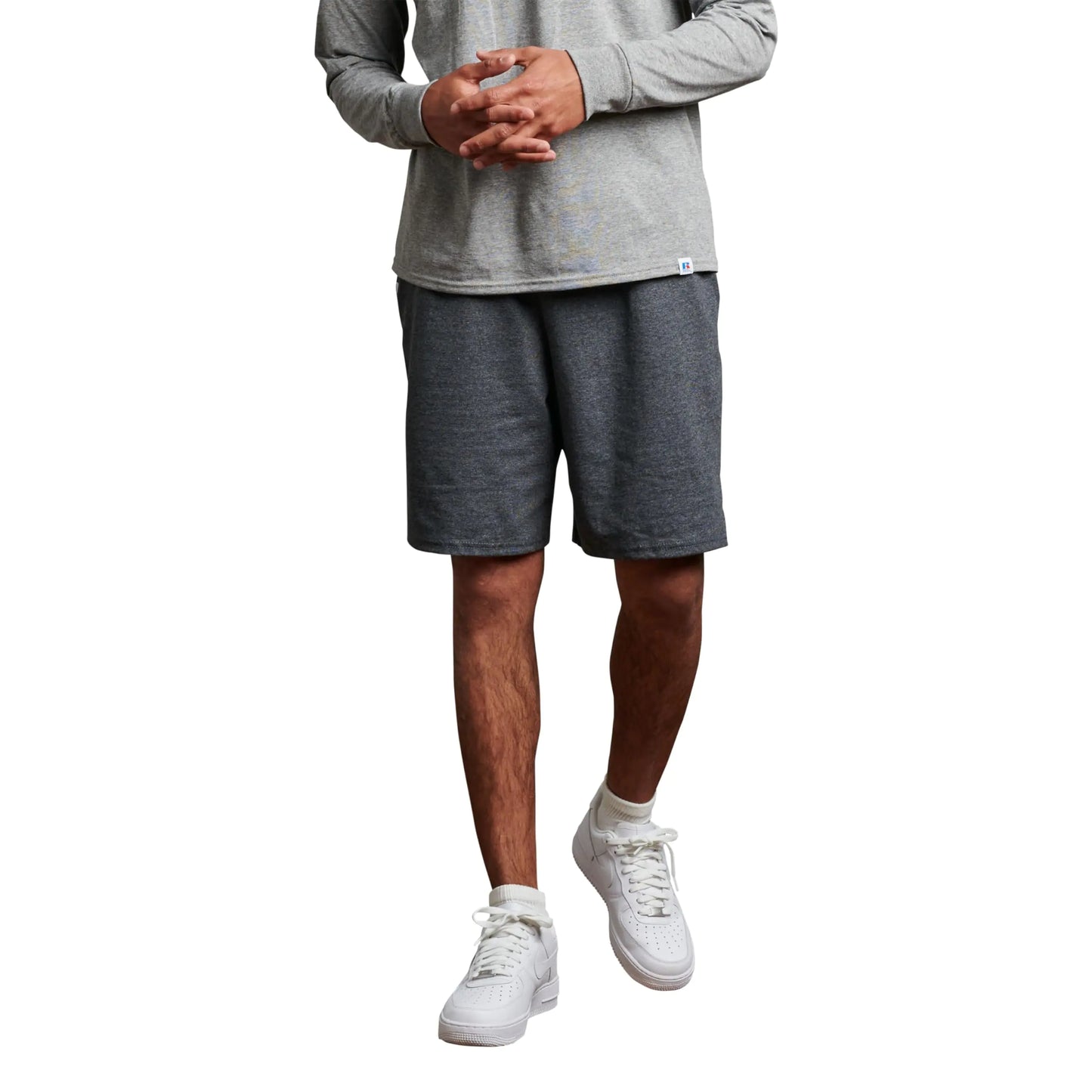 Russell Athletic Men's Relaxed Fit 9" Cotton Shorts with Pockets, Adjustable Elastic Waist, Sizes S-4X Small Black Heather