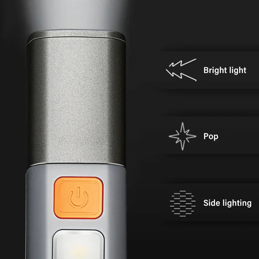 PORTABLE FLASHLIGHT 'USB CHARGING' TELESCOPIC FOCUS