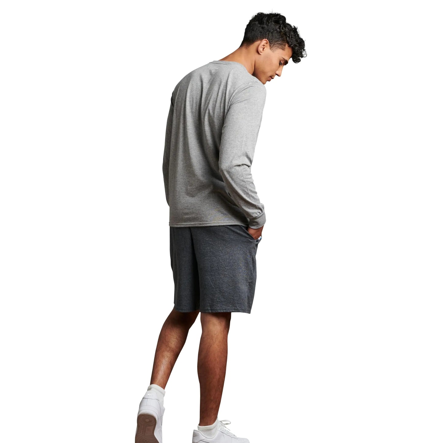 Russell Athletic Men's Relaxed Fit 9" Cotton Shorts with Pockets, Adjustable Elastic Waist, Sizes S-4X Small Black Heather