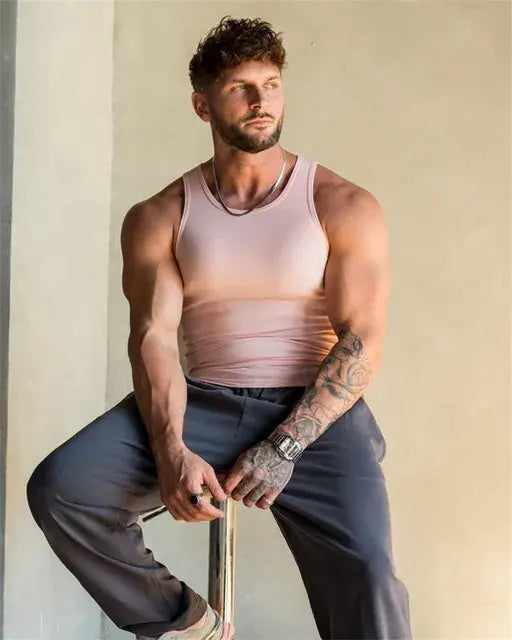 MAN ACTIVE GYM MUSCLE FIT RIBBED VEST