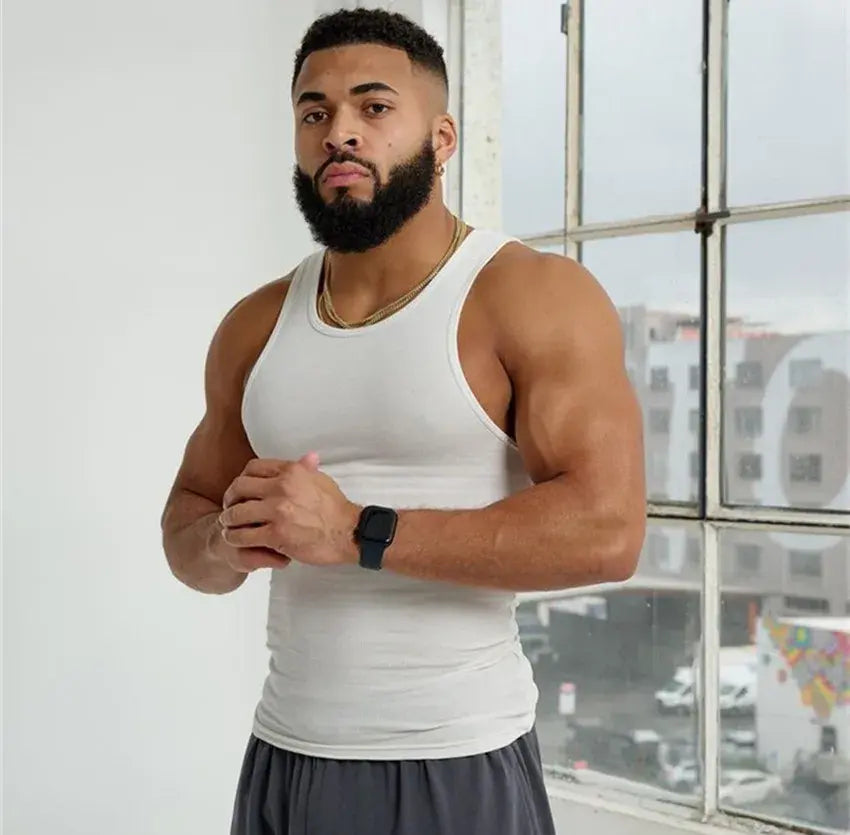 MAN ACTIVE GYM MUSCLE FIT RIBBED VEST