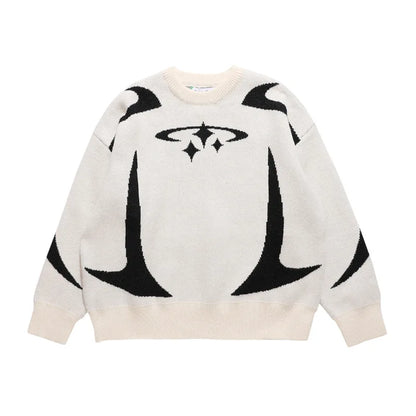 Nostalgic Star Pattern Sweater  
'Black & White'