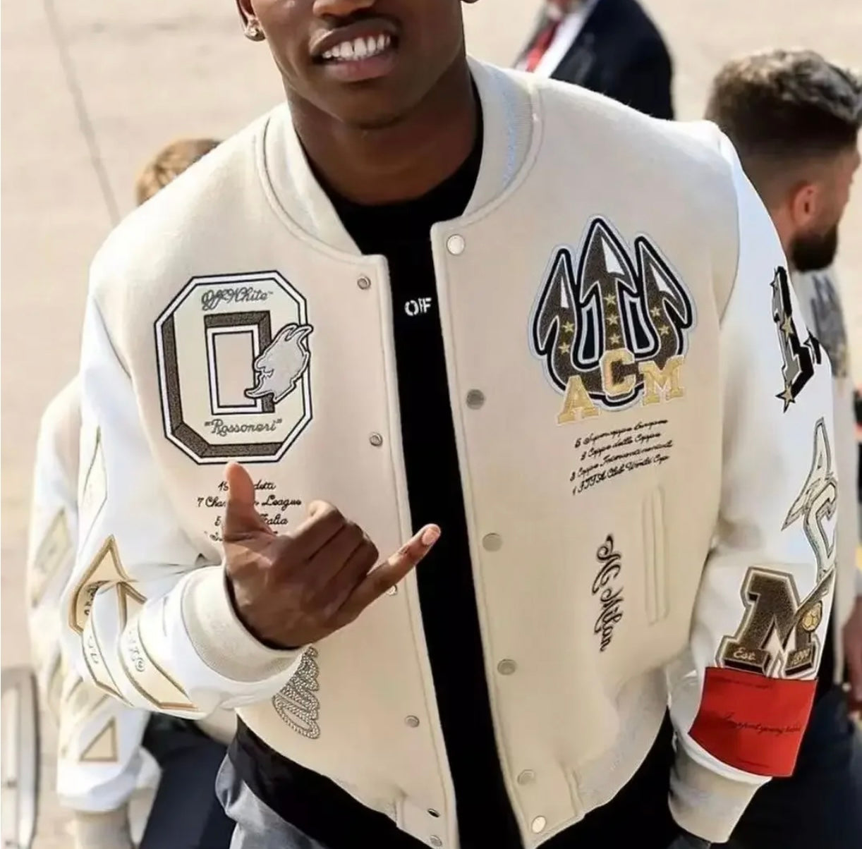 Off-White x AC Milan Varsity Jacket 'Cream/White'
