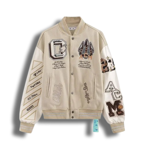 Off-White x AC Milan Varsity Jacket 'Cream/White'