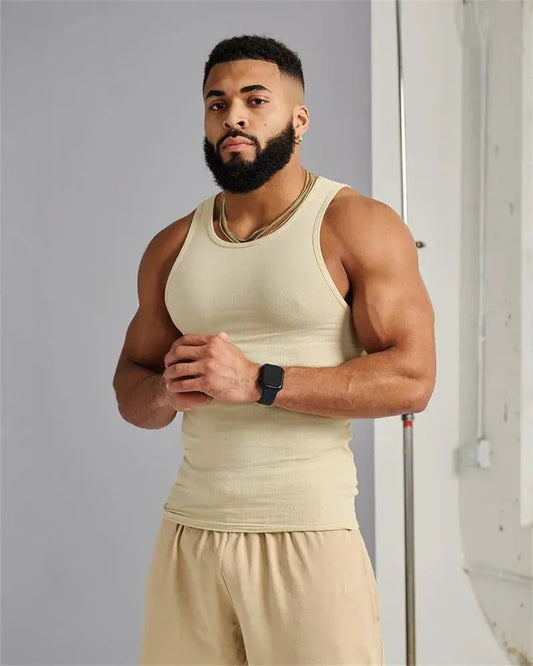MAN ACTIVE GYM MUSCLE FIT RIBBED VEST