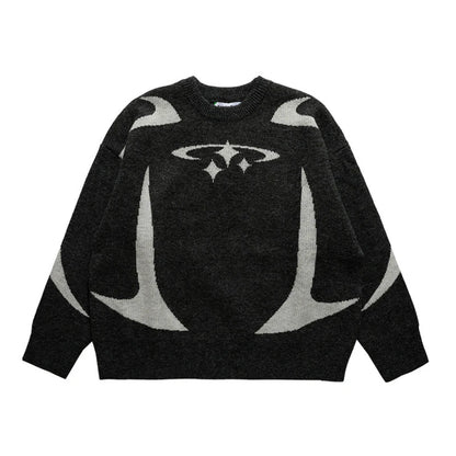 Nostalgic Star Pattern Sweater  
'Black & White'