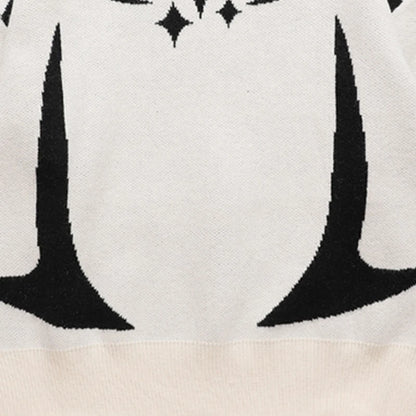 Nostalgic Star Pattern Sweater  
'Black & White'