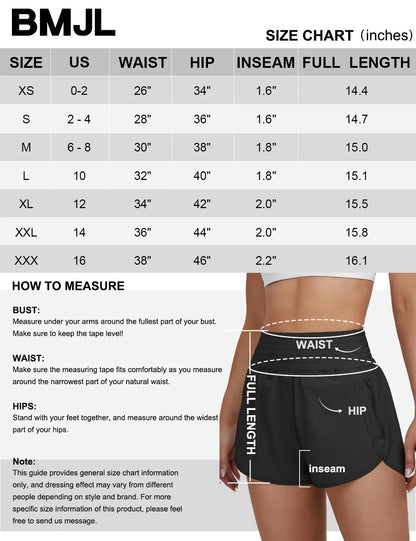 BMJL Women's Athletic Shorts High Waisted Running Shorts Pocket Sporty Short Gym Elastic Workout Shorts 2'' High waisted X-Small Red371