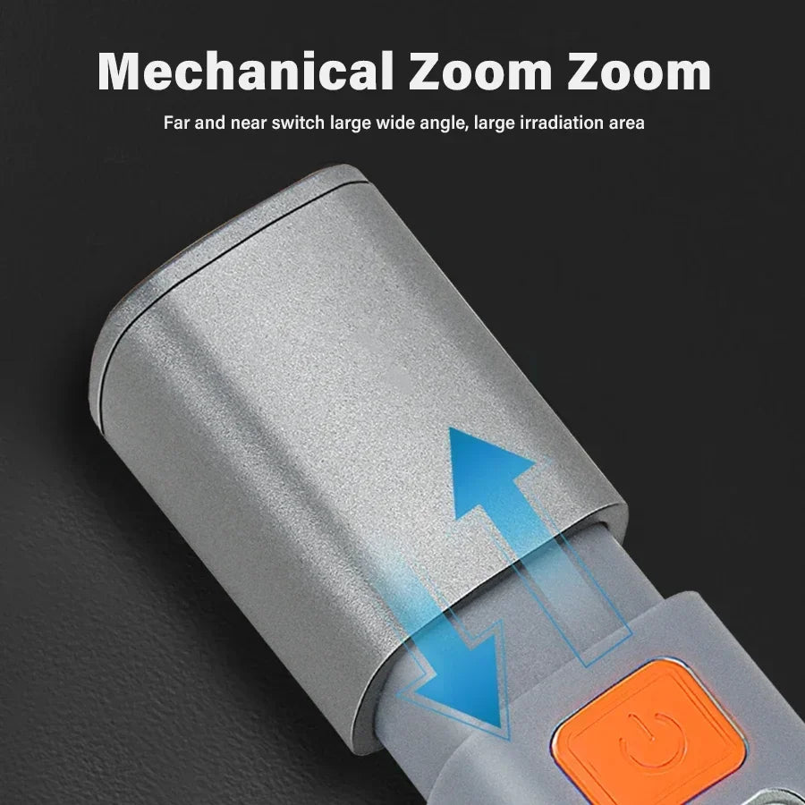 PORTABLE FLASHLIGHT 'USB CHARGING' TELESCOPIC FOCUS