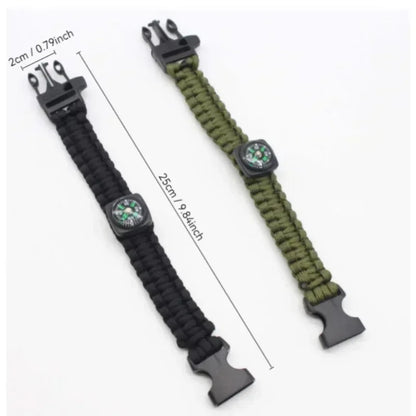 SURVIVAL BRACELET 'PARACORD' COMPASS & WHISTLE          ‘multicolor’