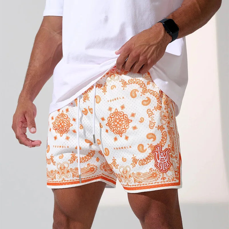 HoopMaster™ - Oversized Bandana Design Basketball Shorts