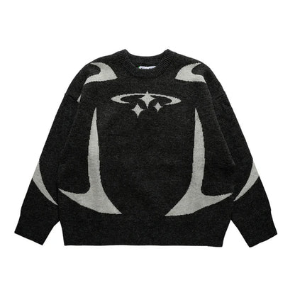 Nostalgic Star Pattern Sweater  
'Black & White'