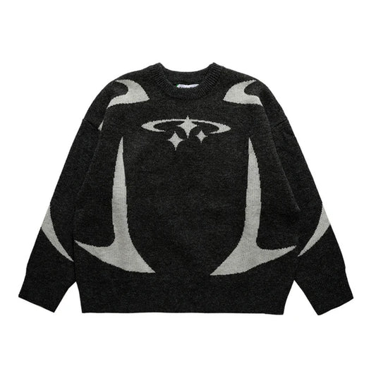 Nostalgic Star Pattern Sweater  
'Black & White'
