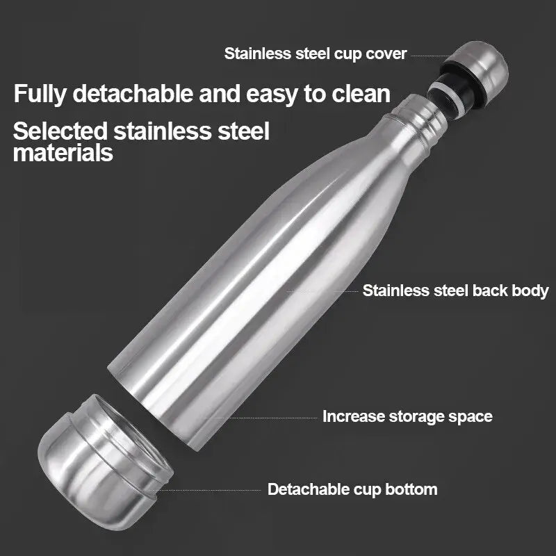 HIDDEN SAFE STEEL WATER BOTTLE 'SILVER' – STASH & HYDRATE”