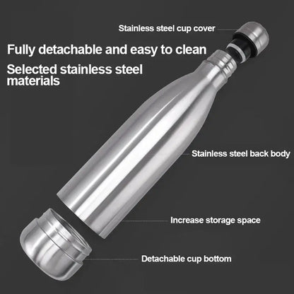 HIDDEN SAFE STEEL WATER BOTTLE 'SILVER' – STASH & HYDRATE”