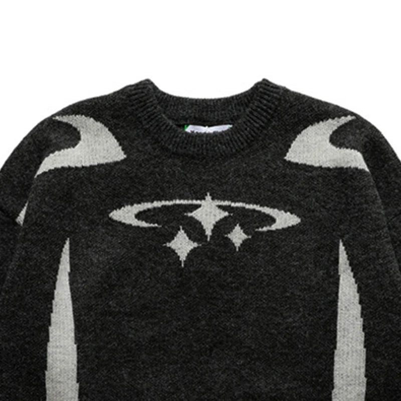 Nostalgic Star Pattern Sweater  
'Black & White'